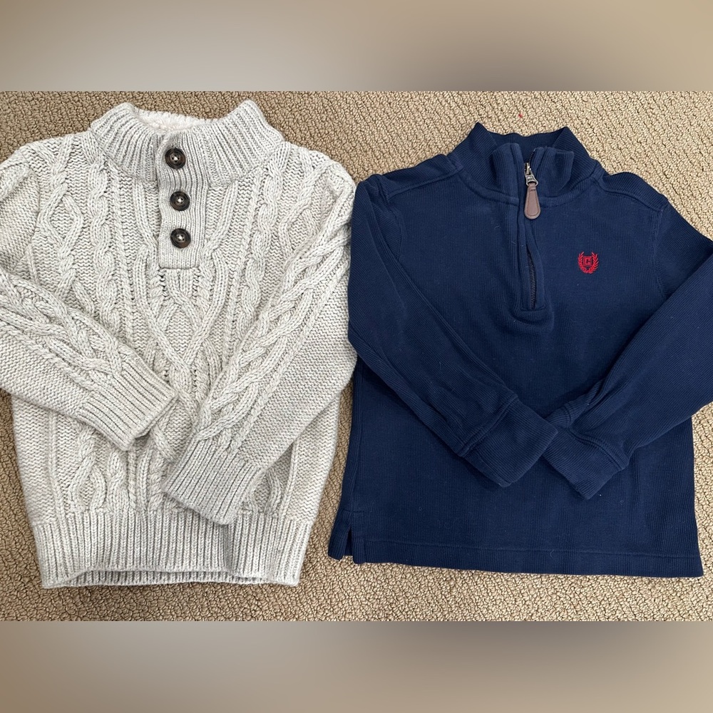 Baby Gap Thick cream cable knit sweater & Chaps Navy half zip mock neck size 3T